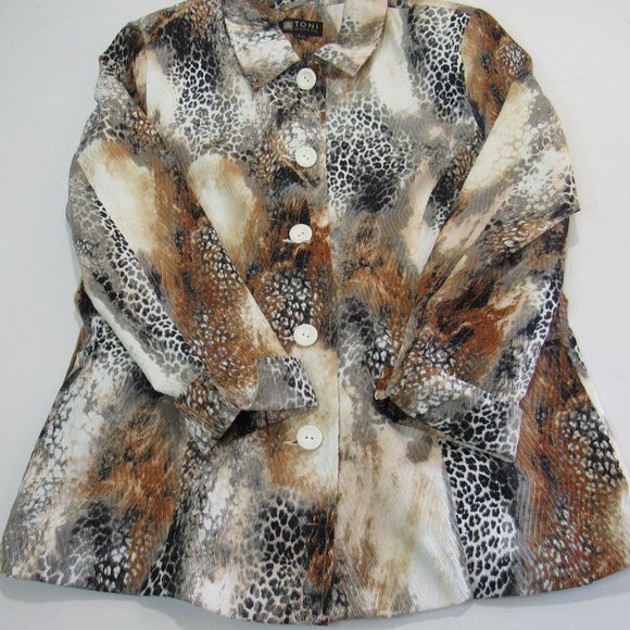 Toni Morgan Women's Button Up Blazer Jacket Cheetah/Leopard Print Size L - Picture 5 of 11